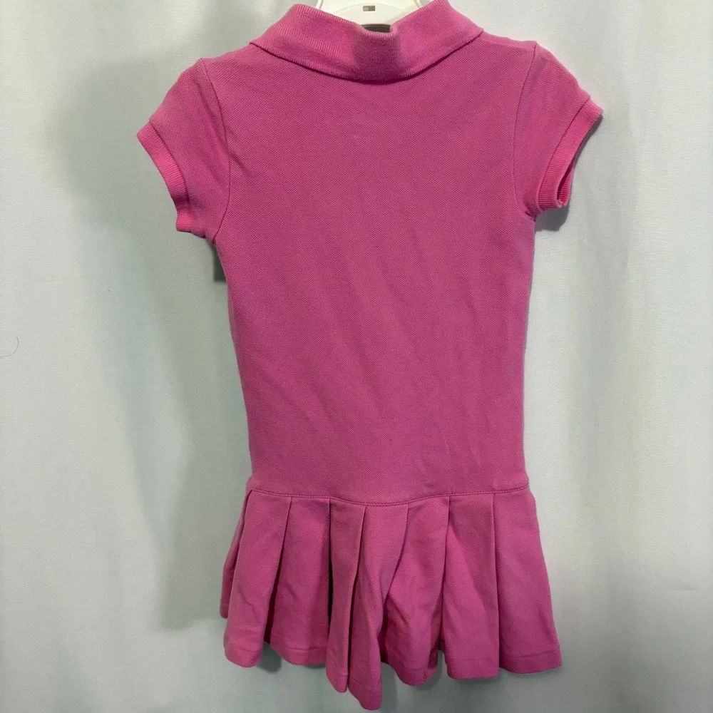 Ralph Lauren Girls Dress 2T Polo Neck Drop Waist Pink Pony Preppy Old Money
